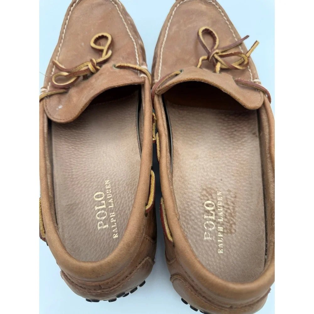 Polo Ralph Lauren Wyndings Tan Leather Driving Loafers Mens Size 13D 14557